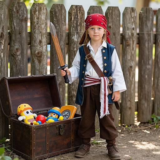 Boy Pirate with Treasure Chest
