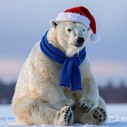 Cozy Adolescent Polar Bear at Twilight