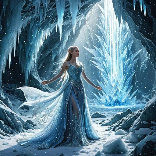 Elven Princess Dancing in Crystal Cave