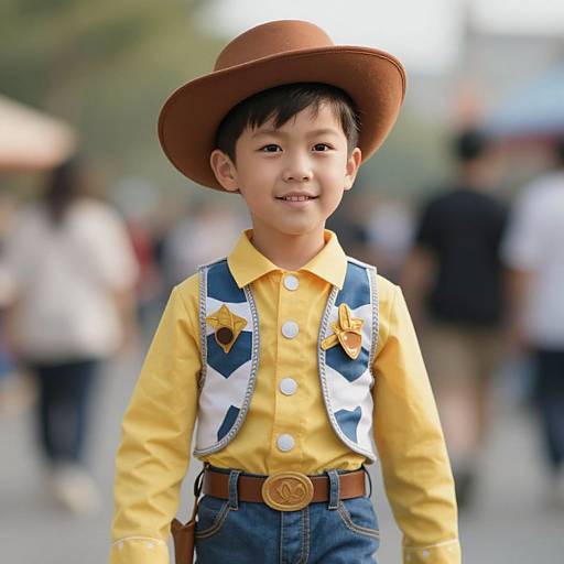 Smiling Boy in Woody Costume
