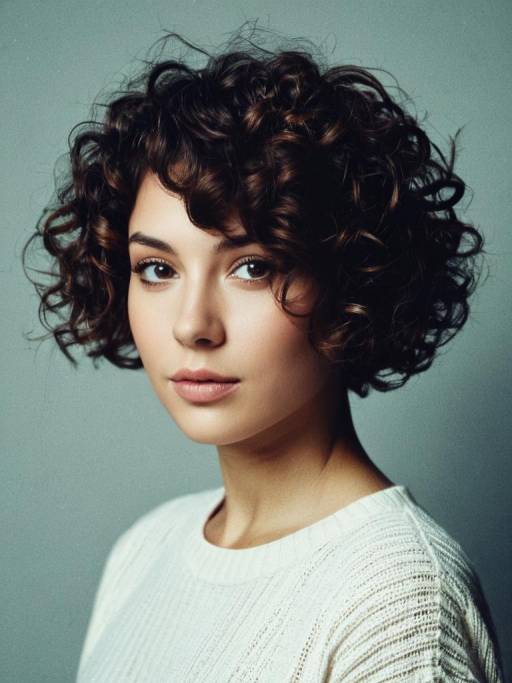 Stylish Portrait of a Curly Hairstyled Woman