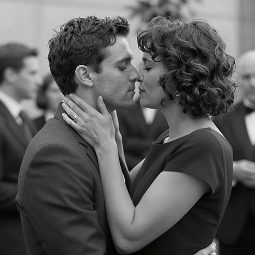 Intimate Black-and-White Embrace