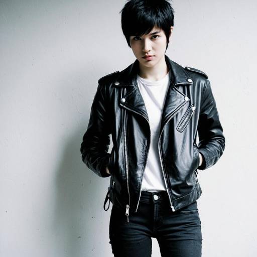 Young person in punk outfit with leather jacket