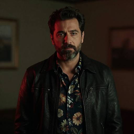 Serious Man in Dimly Lit Room