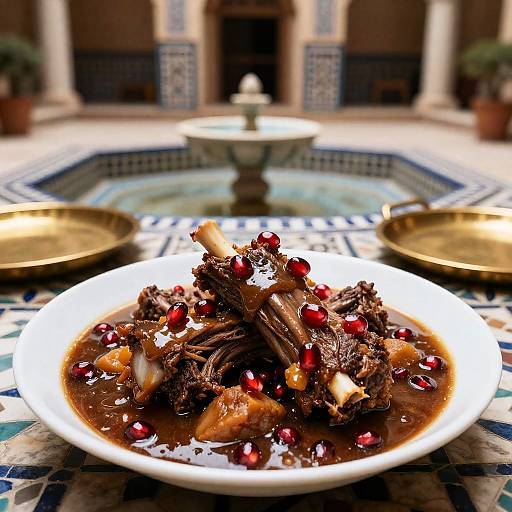 Silky Fesenjan in Ornate Persian Courtyard