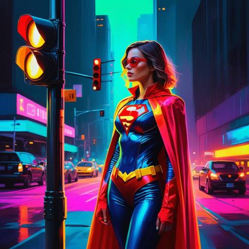 Superhero in Neon-City Bliss