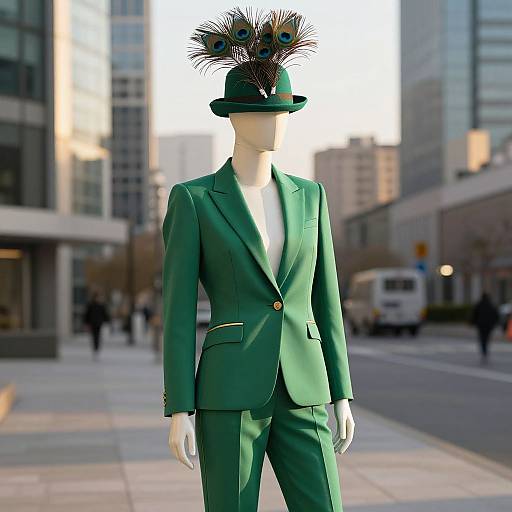 Stylish Mannequin in Green Suit