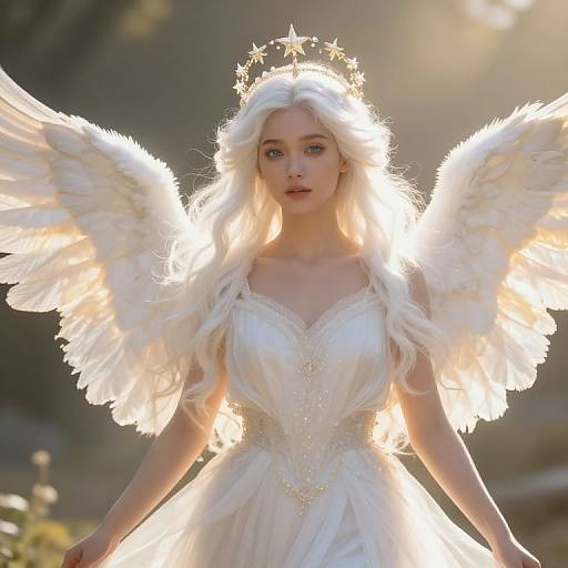 Serene Female Angel with Glowing Wings