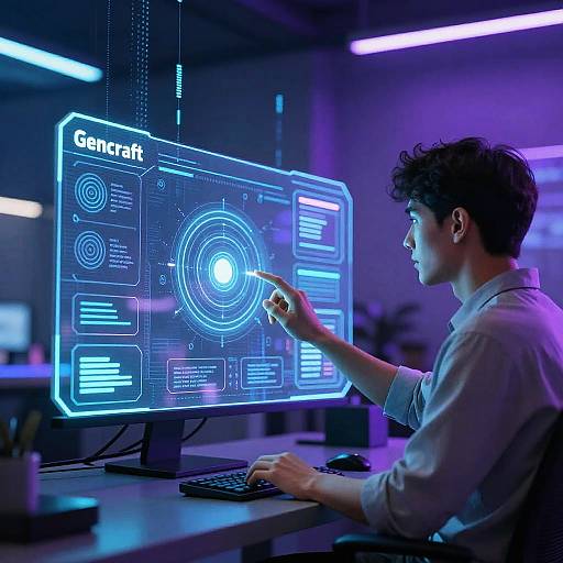Futuristic AI Interface Interaction Scene