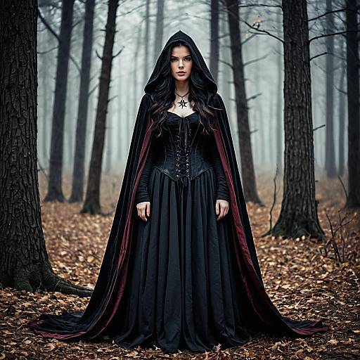 Dark Gothic Witch in Enchanted Forest