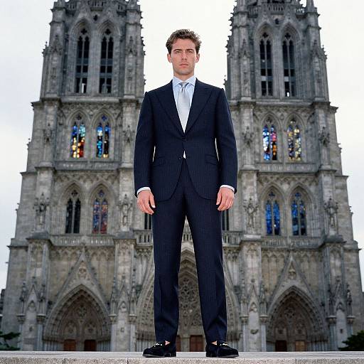 Confident Man in Pinstripe Tuxedo
