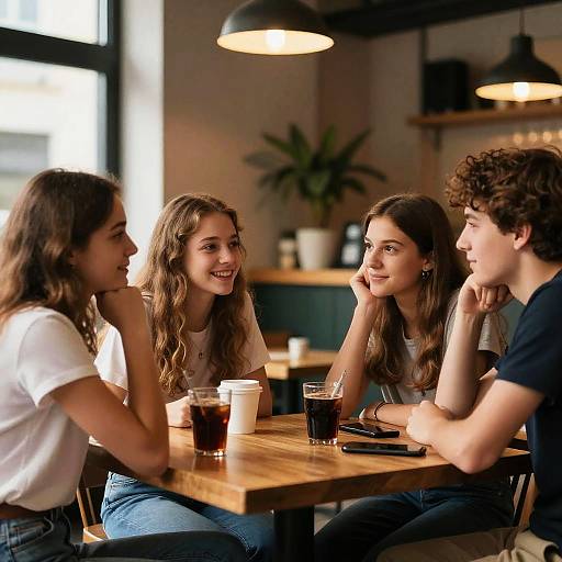 Cozy Café Chat Among Teenagers