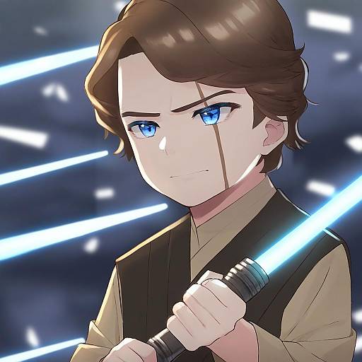 Illustration of Anakin skywalker, star wars in the style of Tsukiman