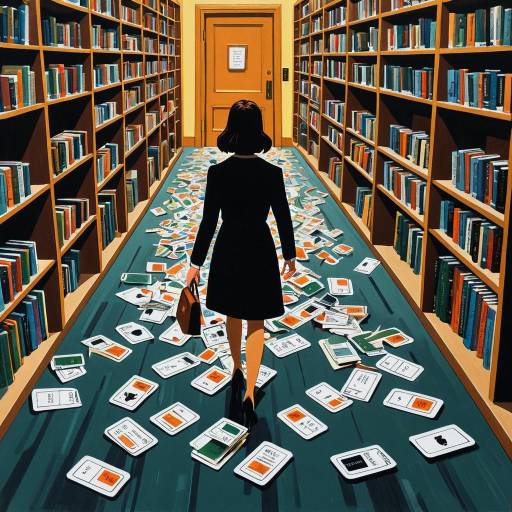 Woman Dropping Library Cards in Library