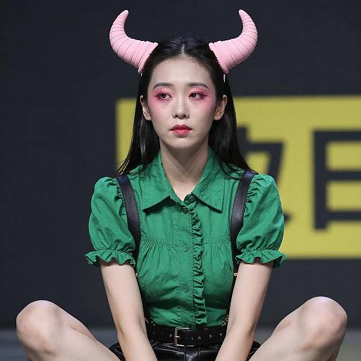 Portrait of Asian Woman with Pink Accessories