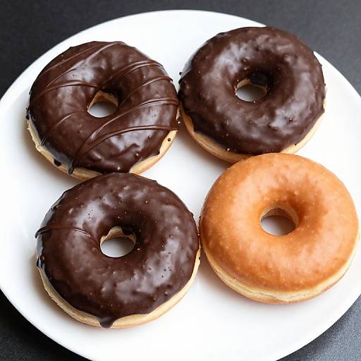 Glossy Chocolate Doughnuts on Plate