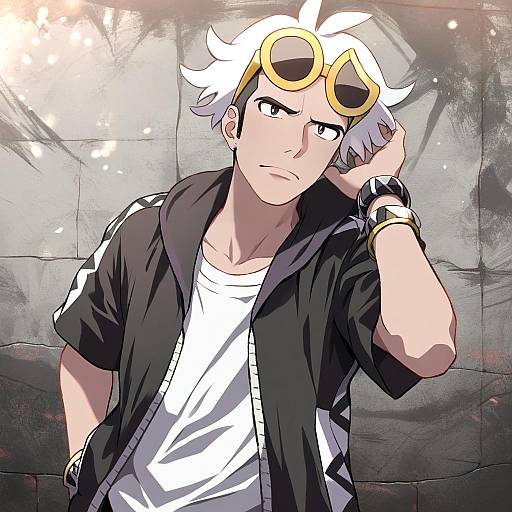 Illustration of Guzma (pokemon), pokemon in the style of Shamakho