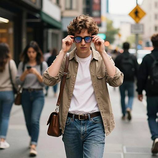 Young Adult Removing Glasses in City