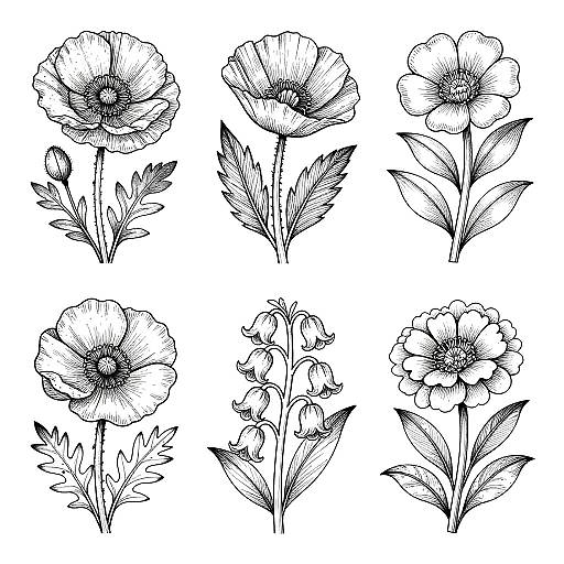 Realistic Wildflower Coloring Pages