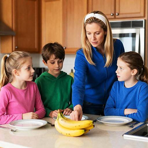 Warm Family Kitchen Scene with Children