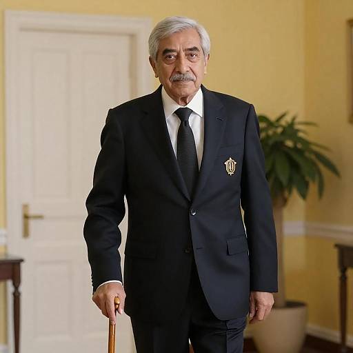 Portrait of Middle-Aged Man in Navy Suit