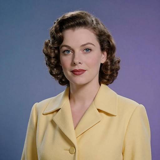 1940s Woman in Yellow Coat Portrait