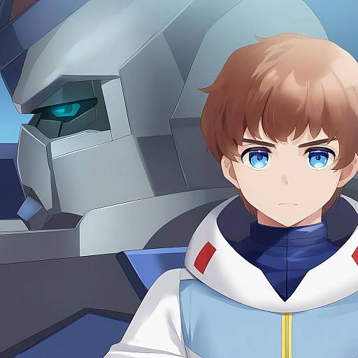 Illustration of Amuro ray, gundam in the style of Mvv