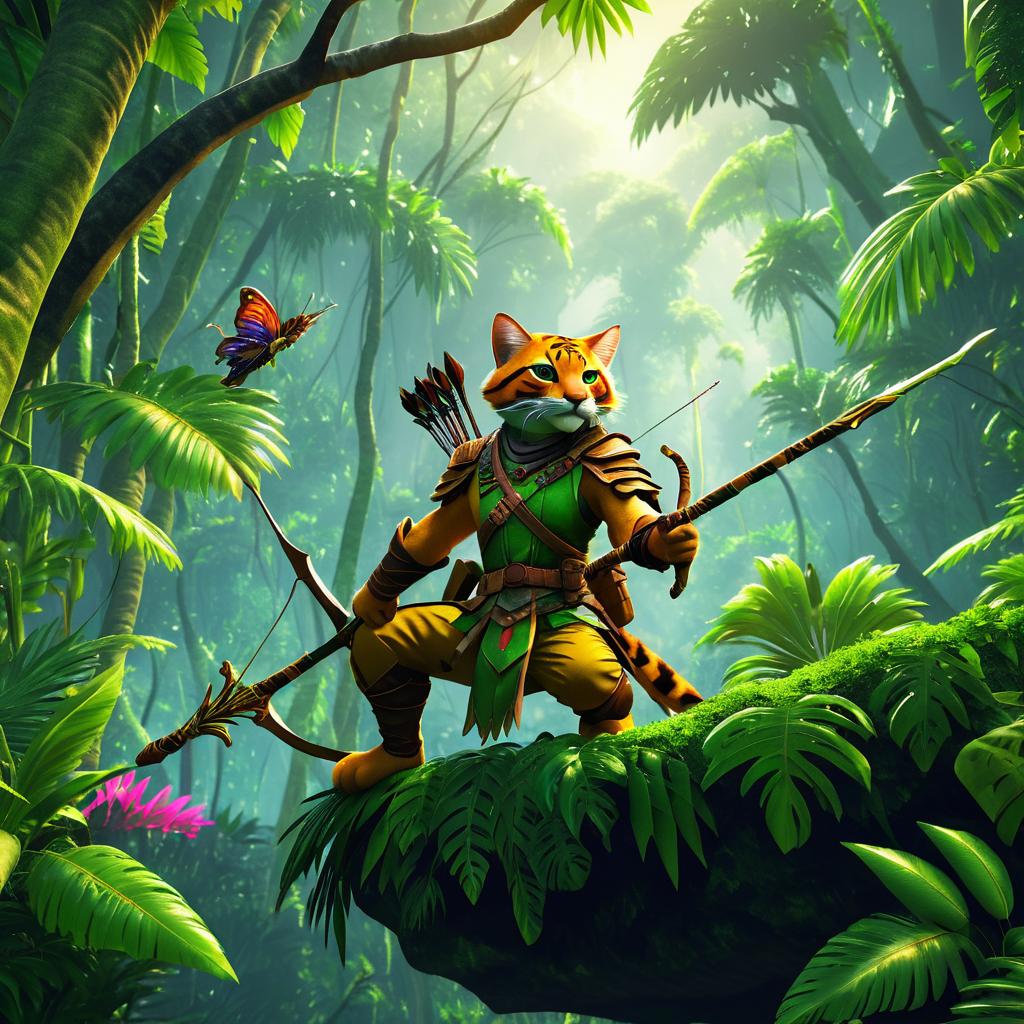 Cinematic Tabaxi Ranger in Lush Jungle