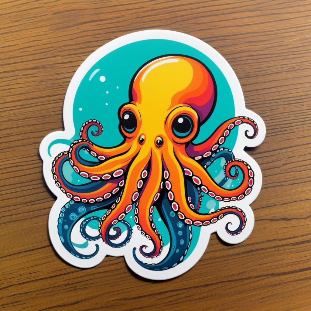 Whimsical Octopus Sticker Design