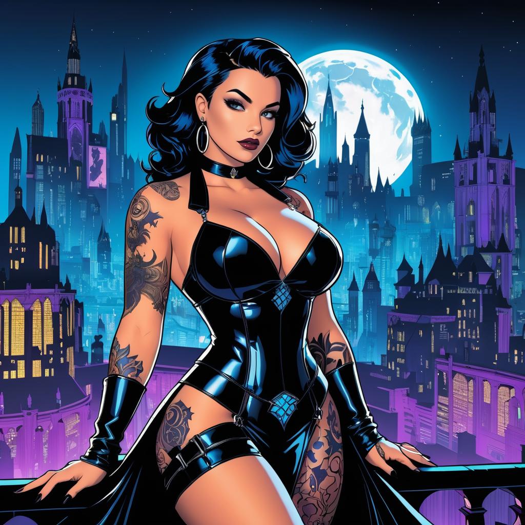 Gothic Female Character in Comic Style