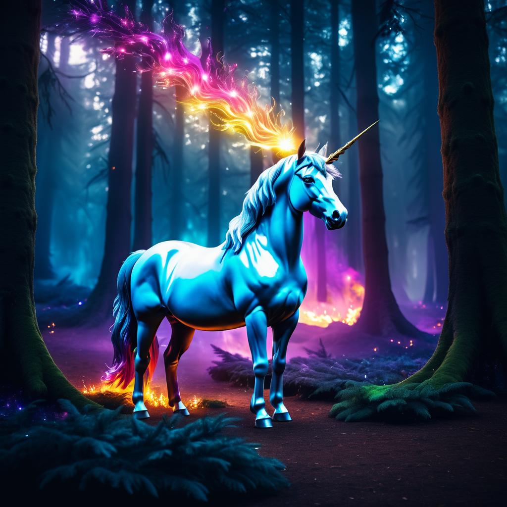 Majestic Unicorn in Enchanted Forest