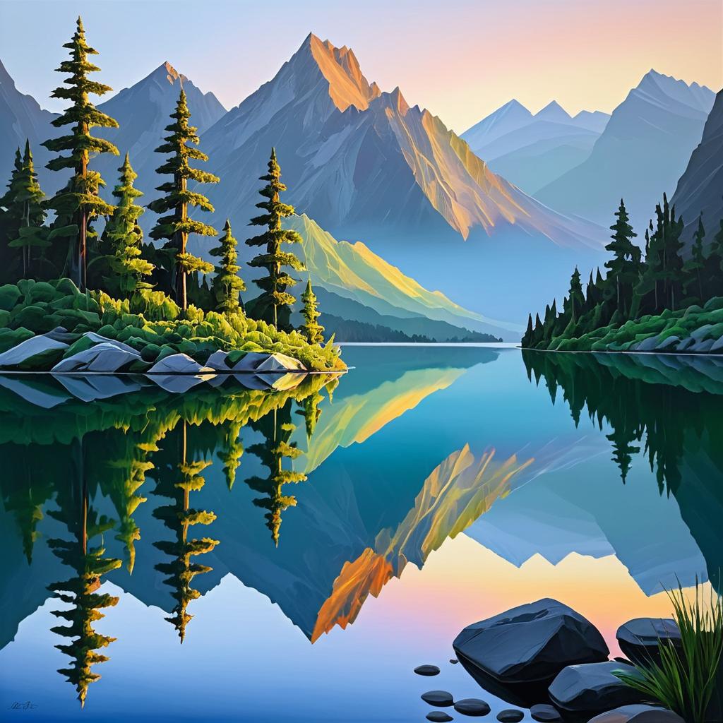 Serene Dawn at the Mountain Lake