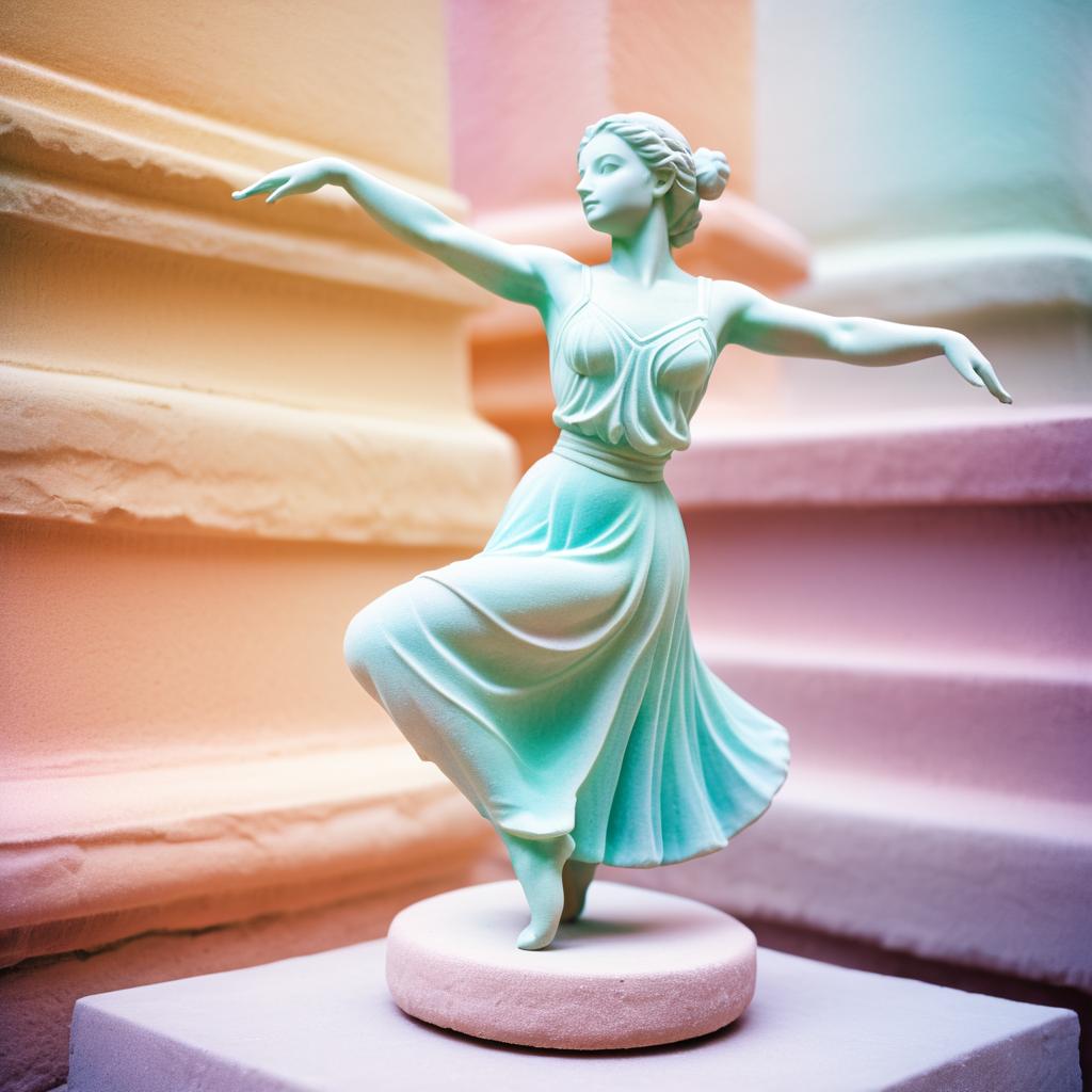 Nostalgic Pastel Sandstone Dancer Statue