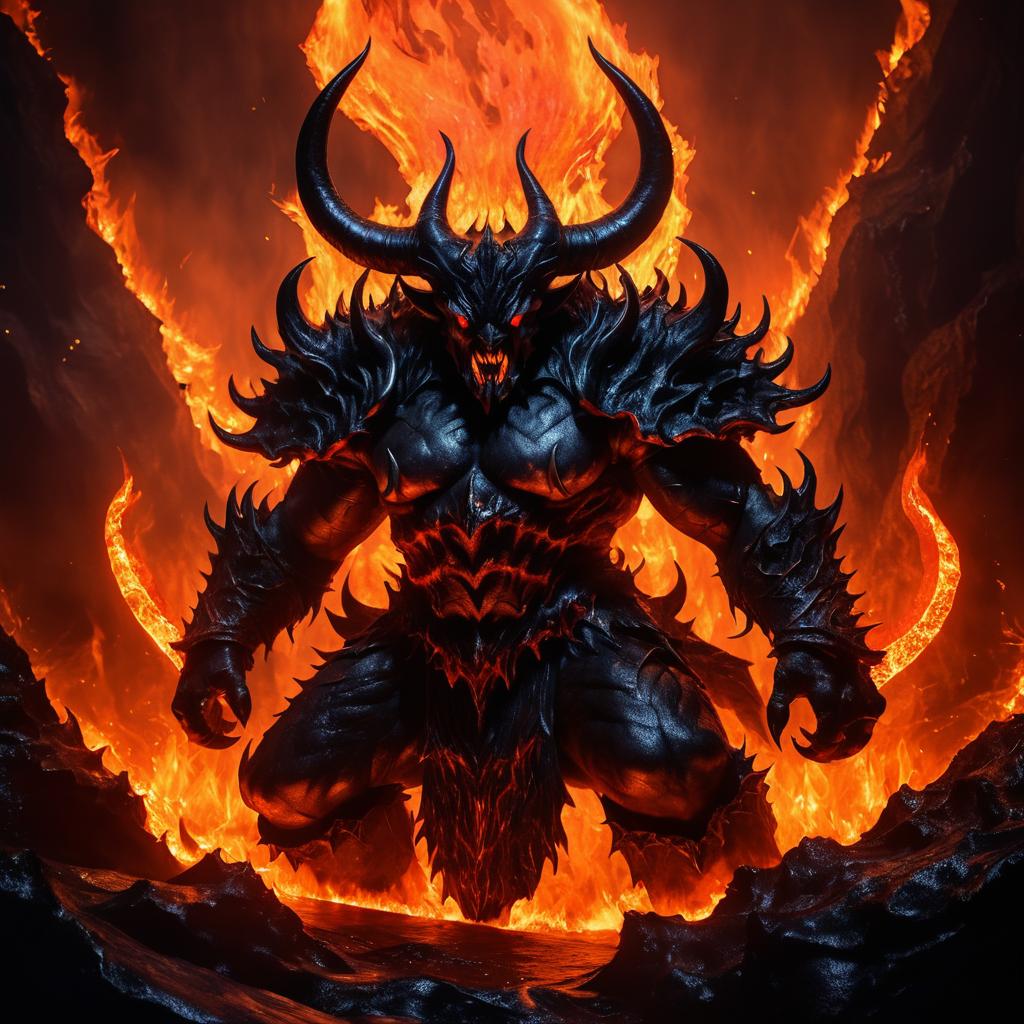 Dreadful Demon Erupting from Flames