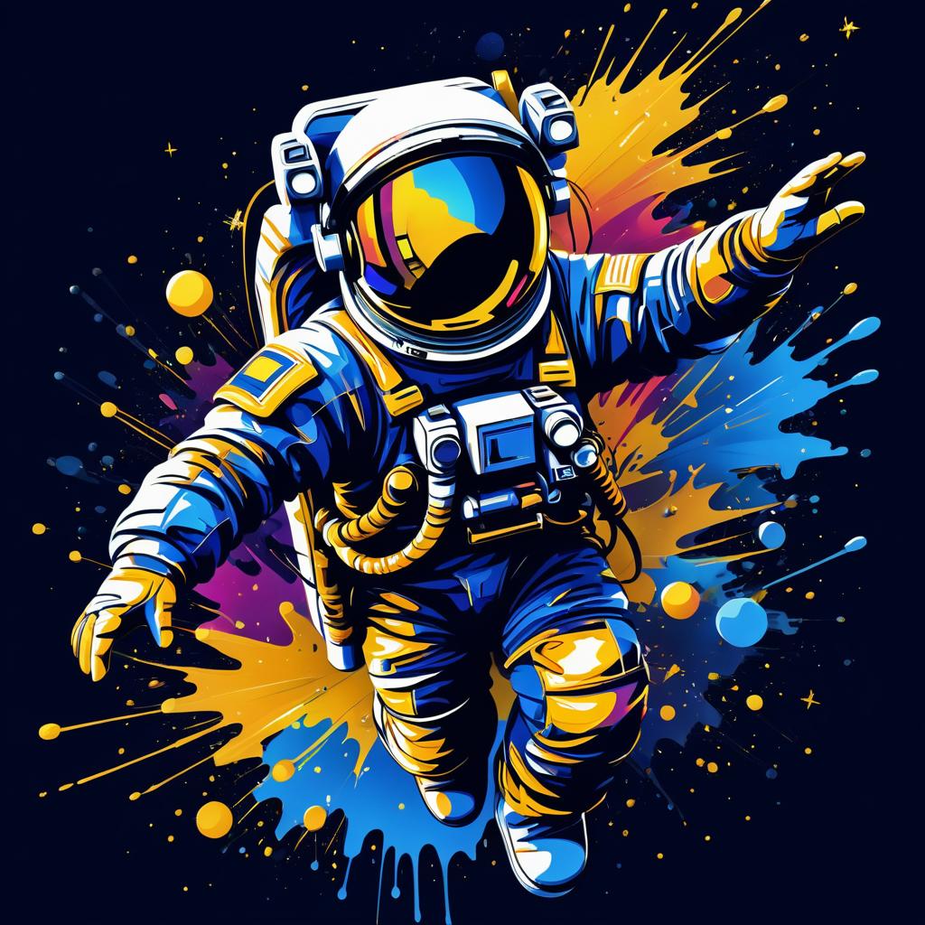 Vibrant Astronaut Graffiti T-Shirt Art