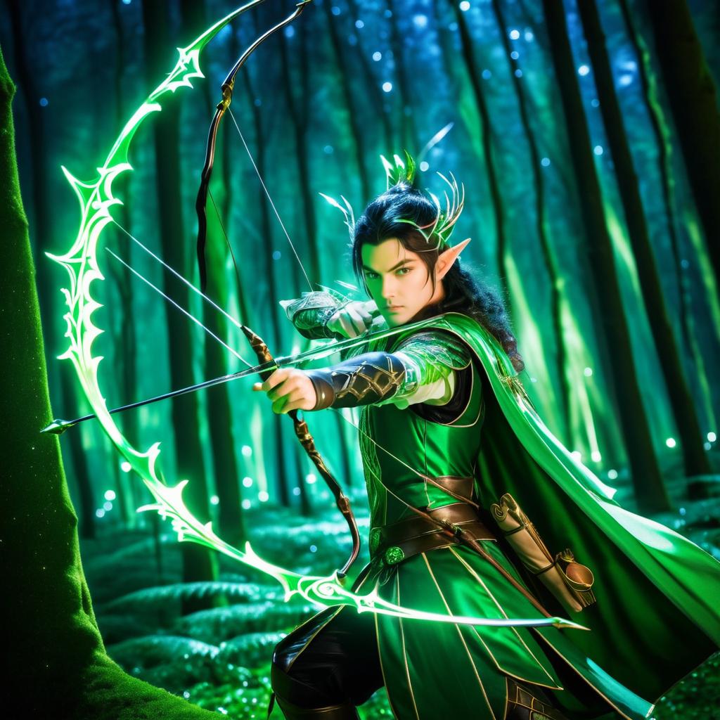 Epic Elven Archer in Enchanted Forest