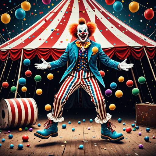 Juggling Clown in Colorful Circus Tent