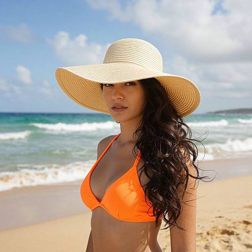 Woman on Sunny Turquoise Beach