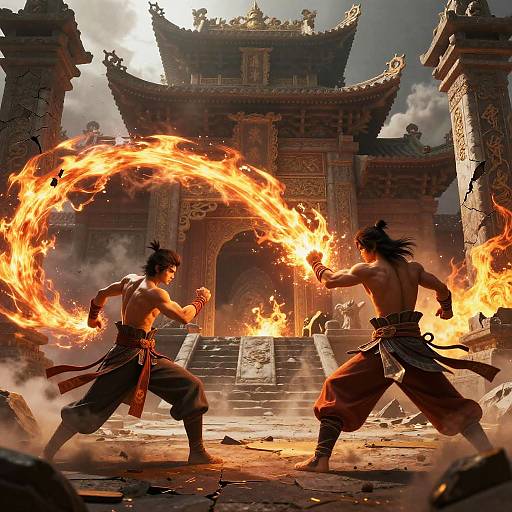 Epic Firebending Battle in Ruined Temple