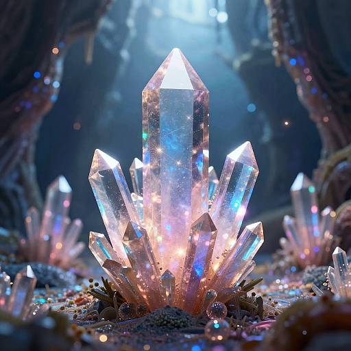 3D Render of Mystical Crystal Forest