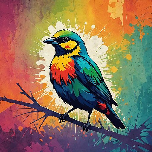 Colorful Tropical Bird Sticker Design