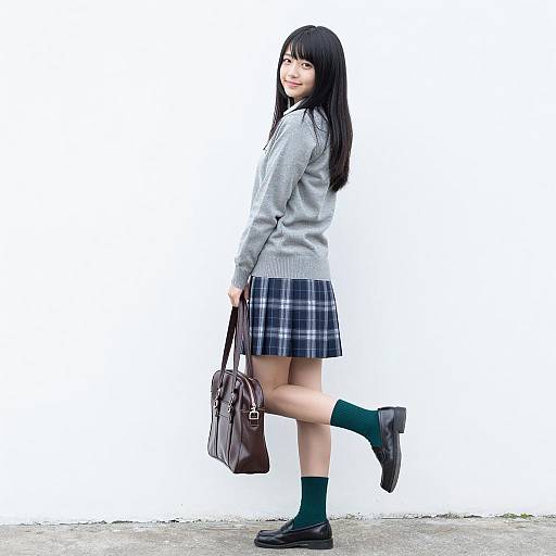 Japanese Schoolgirl Posing Outdoors