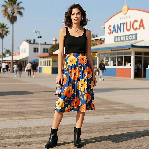 Chic Hourglass Woman on Santa Monica Boardwalk
