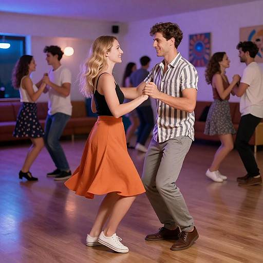 Vibrant Dance Scene in Colorful Room