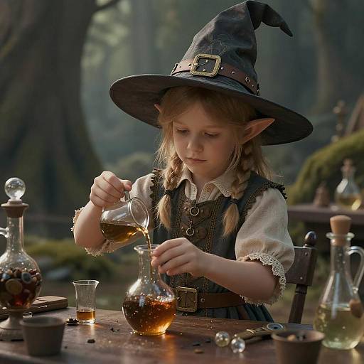 Fantasy Elf Child Making Potions Masterpiece