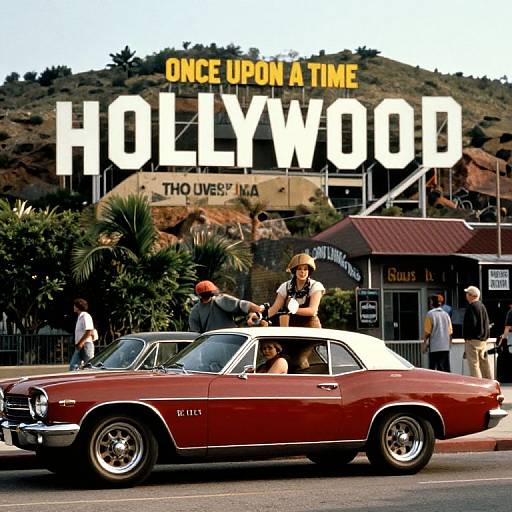 Classic Hollywood Movie Scene with Vintage Car