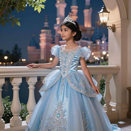 Whimsical Princess in Moonlit Castle