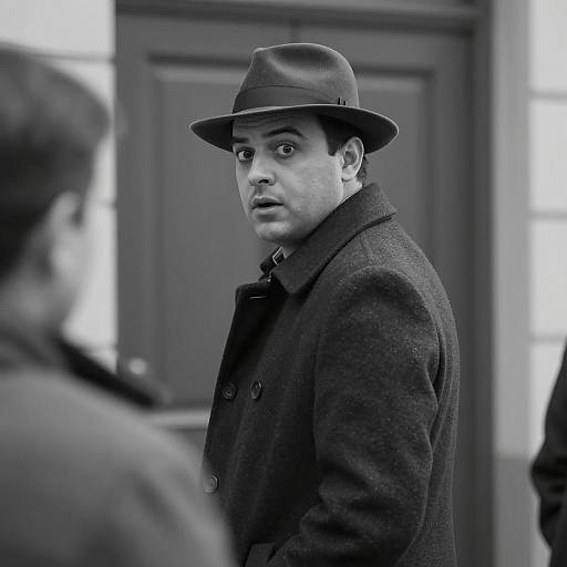 Surprised Man in Fedora - Black and White