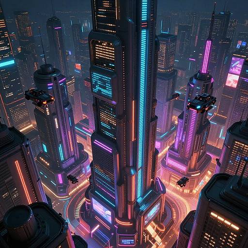 Surreal Futuristic Neon Cityscape