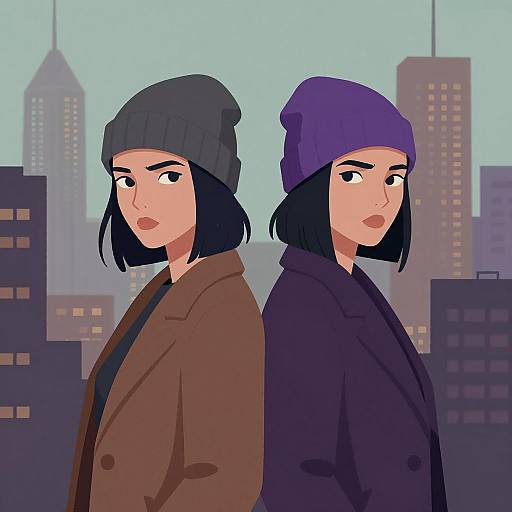 Intense Expression Women in Urban Landscape